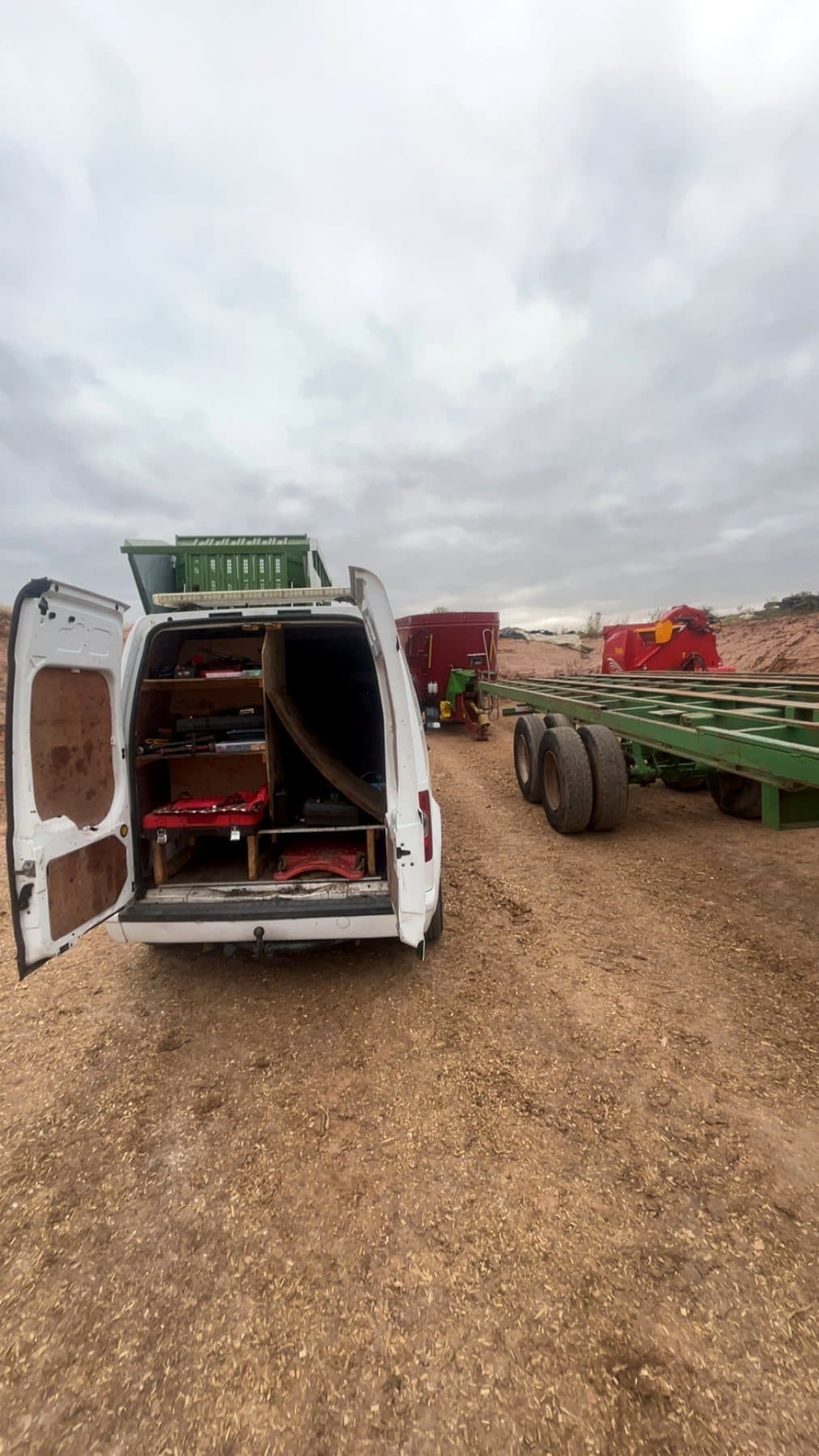 Mobile agricultural service van set up on site