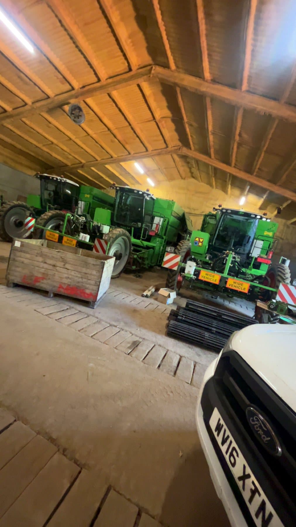 Specialist agricultural machinery in a workshop
